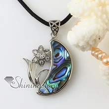 Цветок Луны Радуга abalone устричных раковин с серебряным покрытием горный хрусталь Ожерелья Подвески 2013 дешевая бижутерия