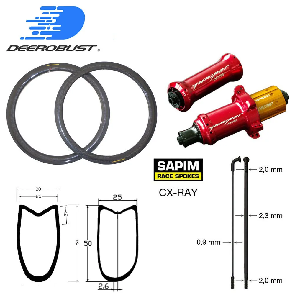 

1186g HIGH-END 700c 50mm x 25mm Tubular Road Bike Carbon Wheels UD 3K Twill Bicycle Wheel set Straight Pull 16 18 20 21 24 Holes
