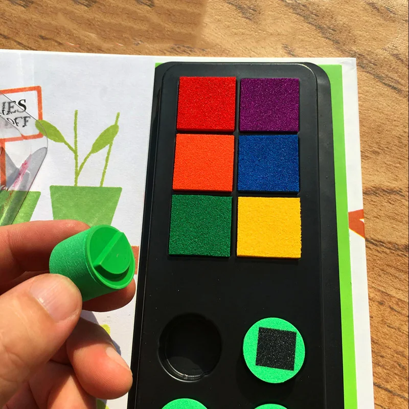  Children Fingerprinting Books with Rubber Stamps Ink Pad kids Activities Doodling Book Animal Garde - 32944829394