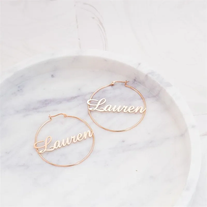 Lateefah Custom Earrings Name Personalized Earring Jewelry Stainless Steel Letter Stud Earrings Minimalist Earrings Gifts