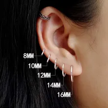 CANNER 1 Pair Small Hoop Earrings 925 Sterling Silver Circle Round Huggie Hoop Earrings for Women Men Ear Ring Ear Bone Buckle pair of chic rhinestone hoop earrings for women