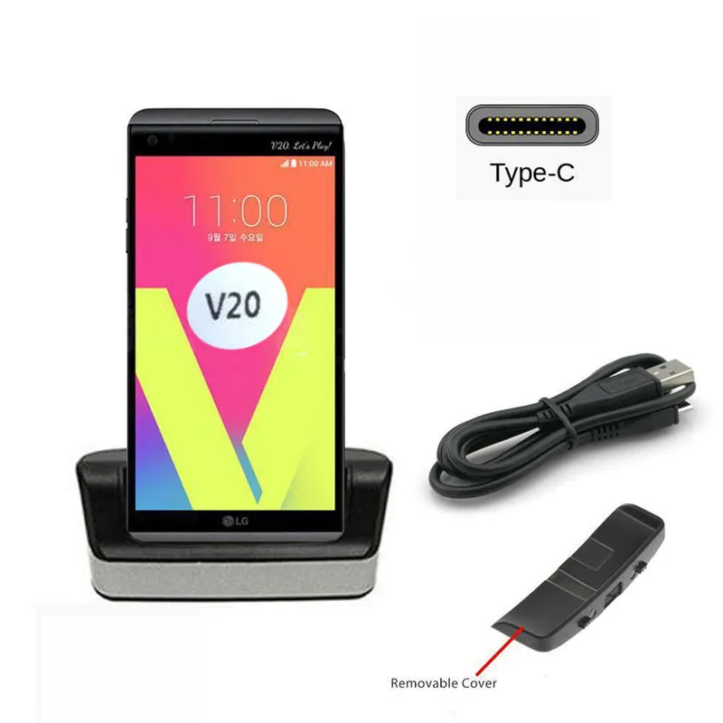 

2in1 USB3.1 Type C Dock Charger Battery Charger Charging Station Desktop Phone Holder Dock Charger + Micro USB Cable For LG V20