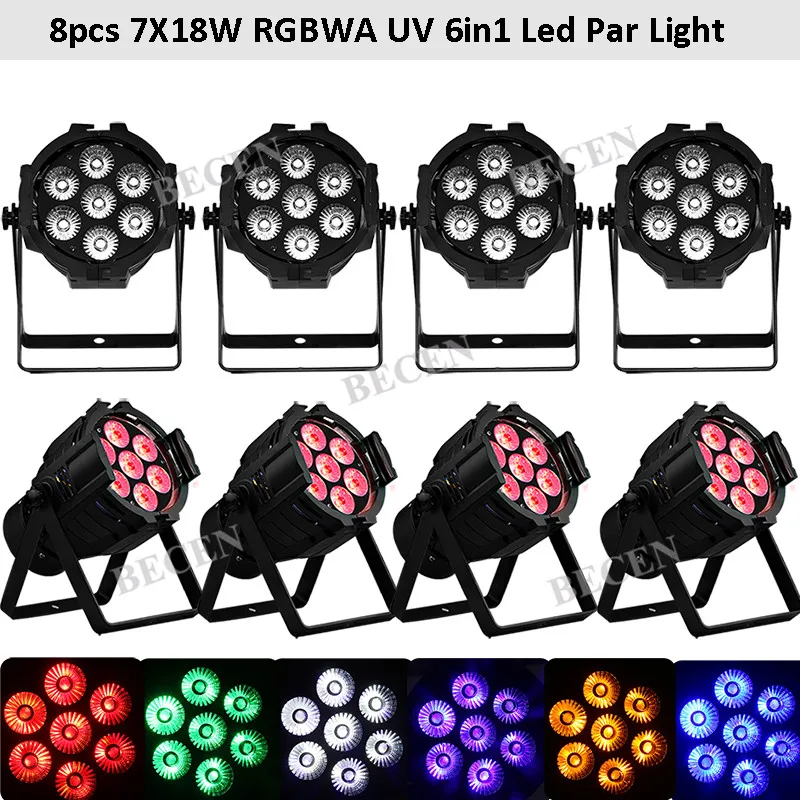 

7x18w 6in1 Led Par Light RGBWA UV MINI Par Can Stage Light 10CH 25 degree Wedding Events Show 8pcs