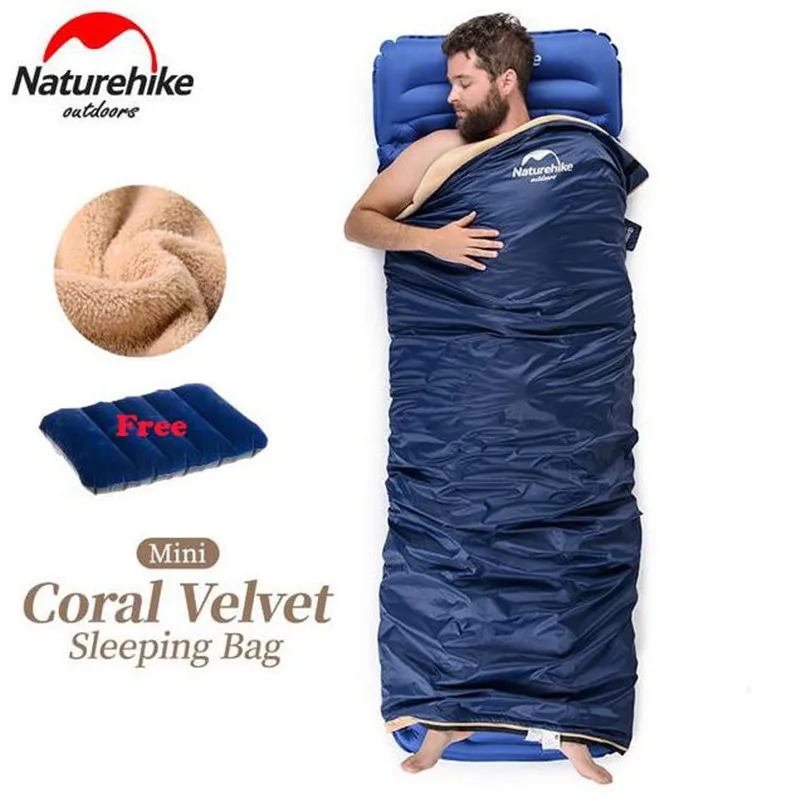 

Naturehike Envelope Sleeping Bag Fleece Filler Ultralight Portable Outdoor Camping Travel Single Sleep Pad 190*75cm 3 Colors