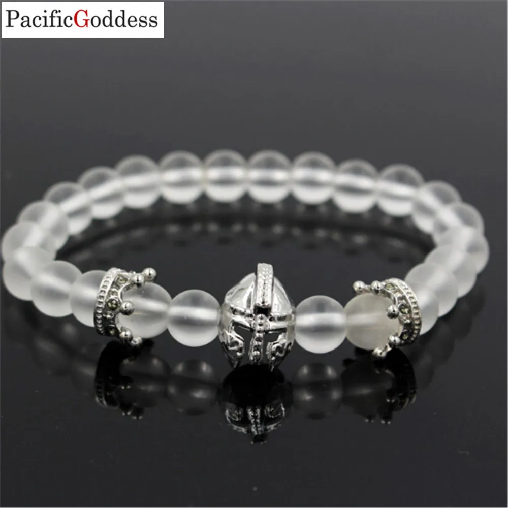 

Natural frosted beads micro-inlaid zirconia small crown bracelet Warrior large helmet elastic bracelet