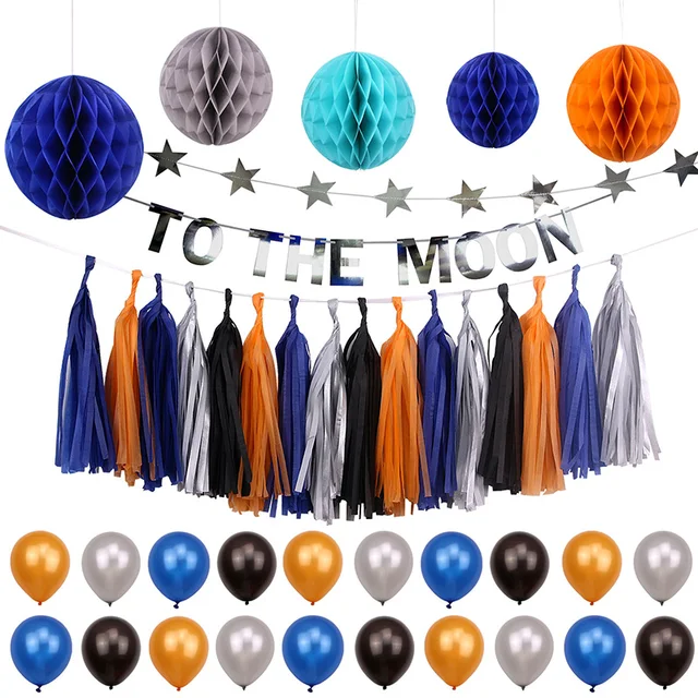 Outer E Theme Party Decoration Kids Boy Birthday Supplies Outer E Theme Party Decoration Kids Boy Birthday Supplies Baby Shower Paper Tel Bunting Banner Kits
