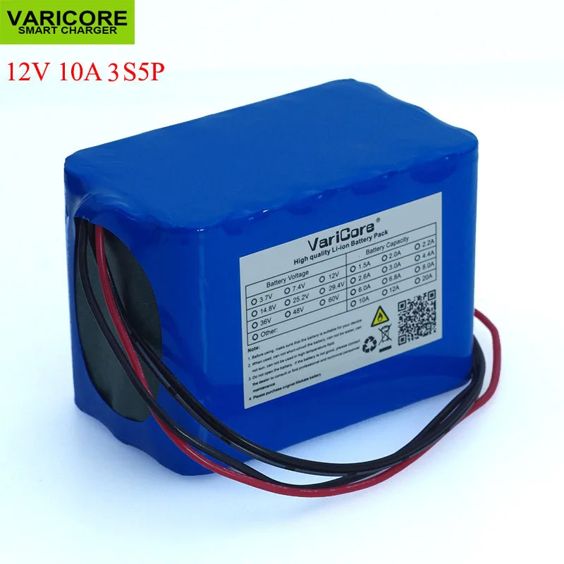 Recarregável de Lítio Varicore Nova Proteção Grande Capacidade 12 v 10ah 18650 Bateria 12.6v 10000 Mah 100%