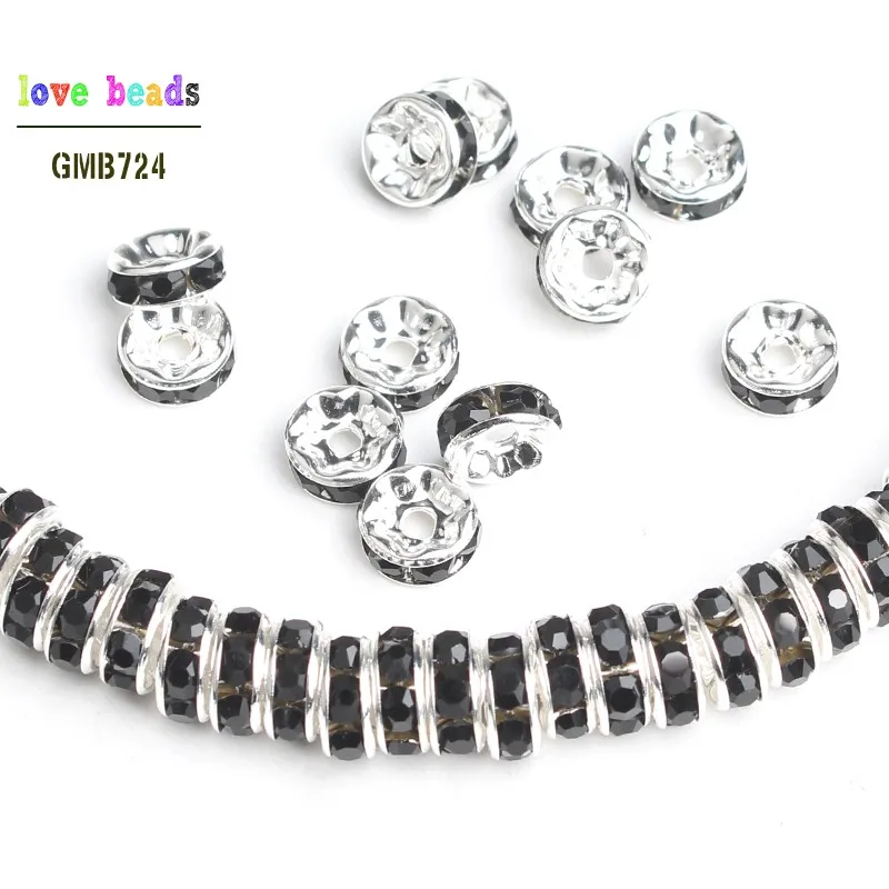 Металлические стразы Rondelle Spacer покрытые розовым золотом и серебром 500 шт./лот