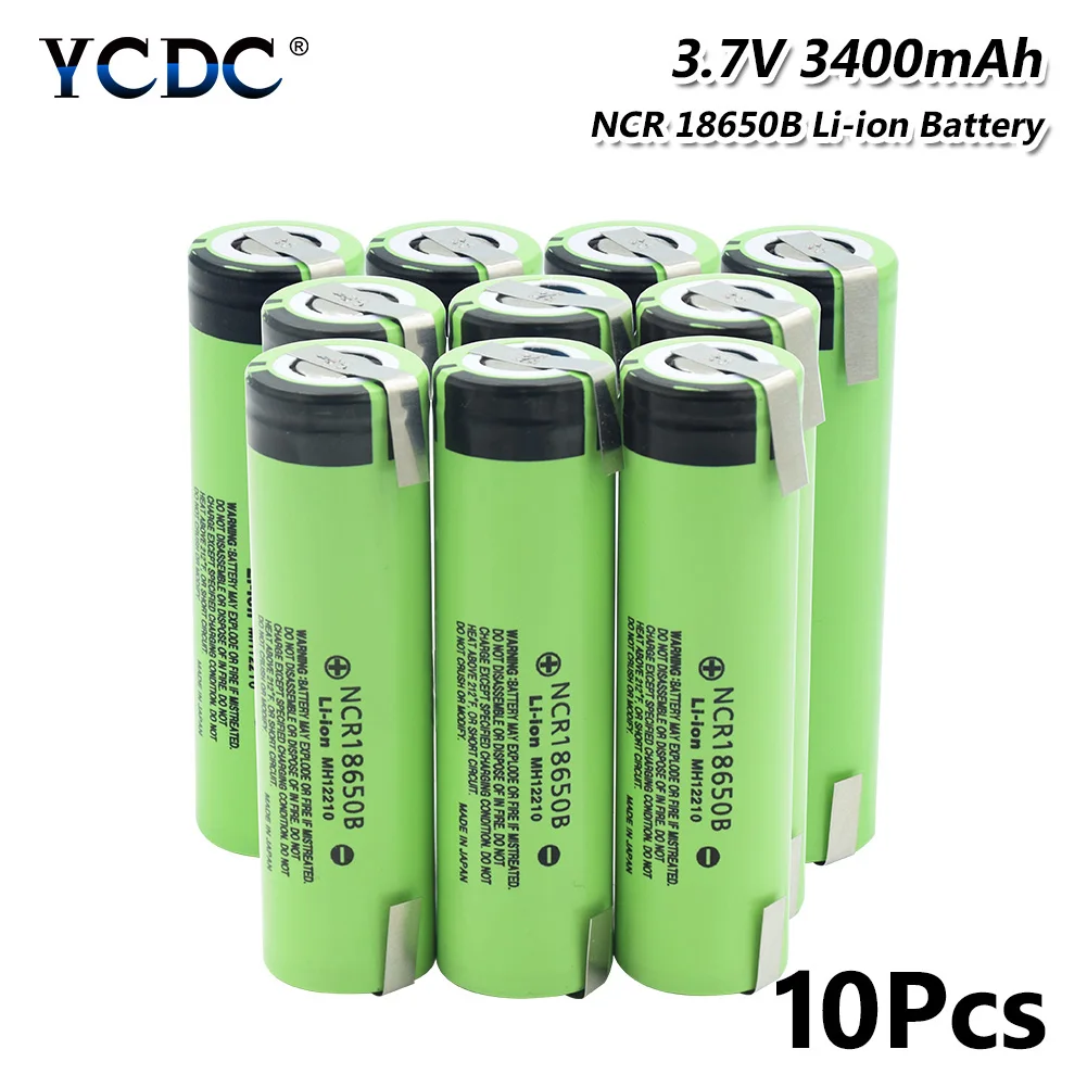 YCDC 3,7 V 18650 батарея фонарик батареи высокого стока 20A 3400mAh NCR 18650B аккумуляторная батарея с DIY никелевые вкладки