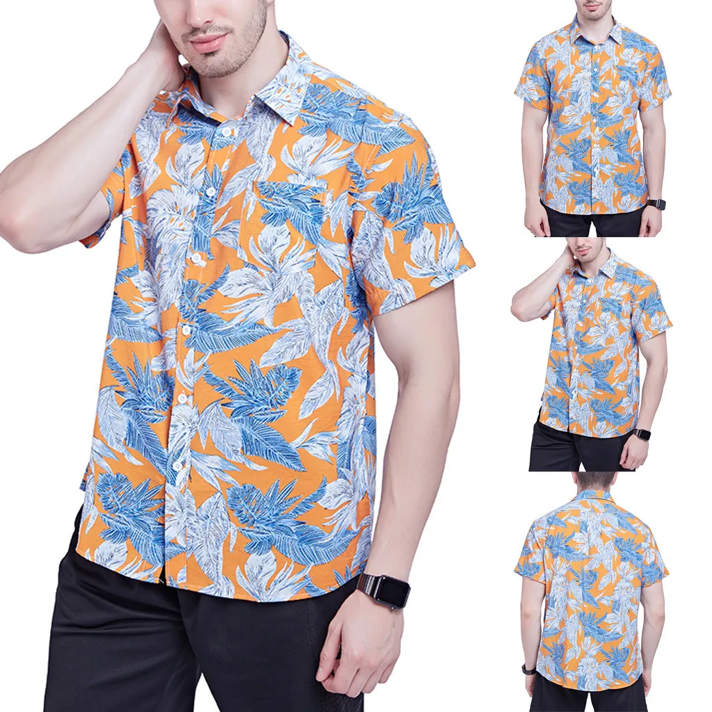 Camisa flores hombre Ocasional для мужчин S с коротким рукавом Camisas Florais повседневное Masculino Camisa Flor Imprimir Praia 4,16