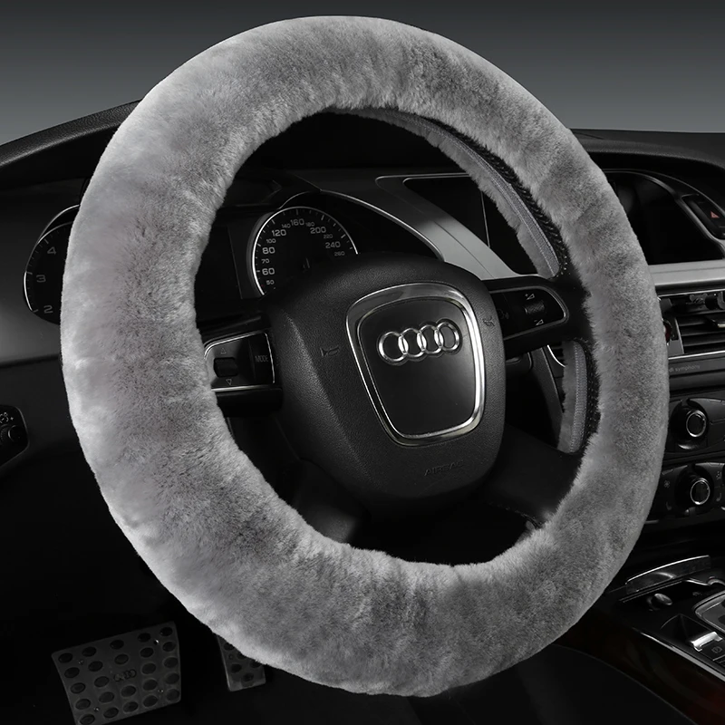 Classical Winter Wool Car Steering wheel Cover Soft Fur Steering Wheel