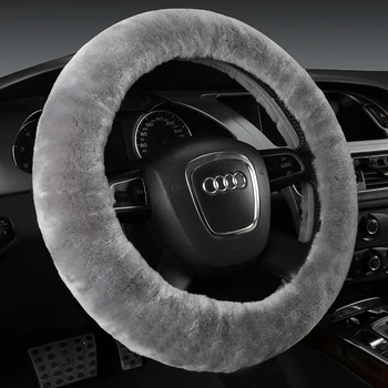 

Classical Winter Wool Car Steering-wheel Cover Soft Fur Steering Wheel Cover Sheepskin Wool Genuine Leather Steering Wheel Cover