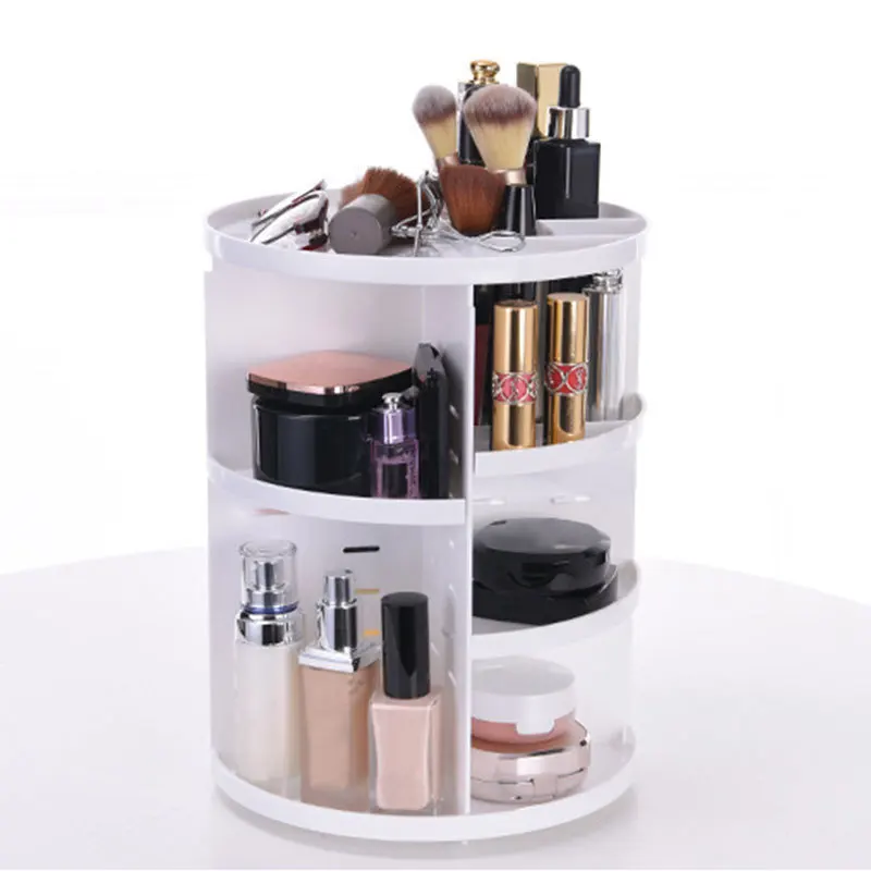 

Pink Make Up Organizer Display Stand Makeup Storage Of Cosmetics Dressing Table 360 Degree Rotating Lipstick Cosmetic Box Case