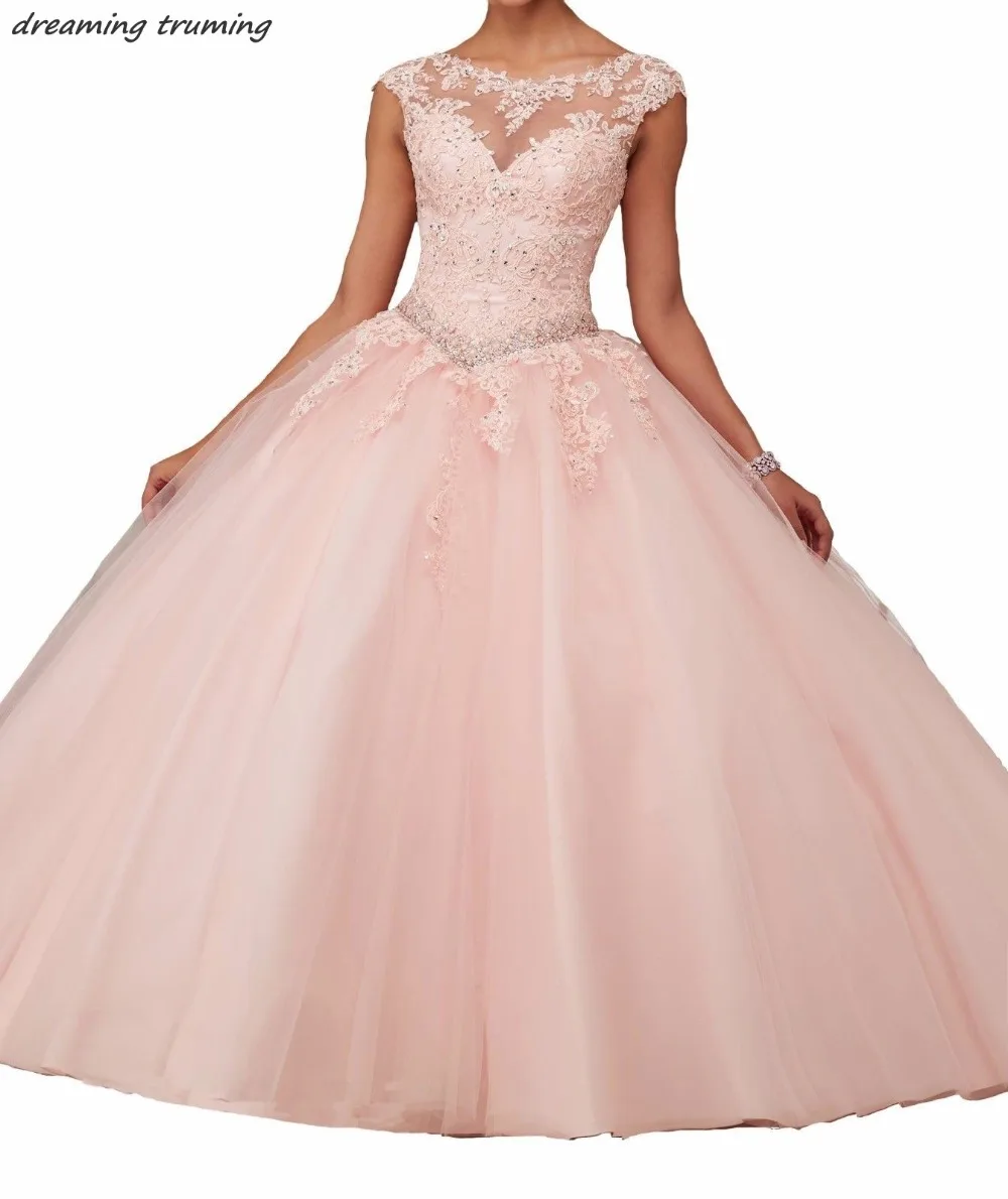 

Ball Gown Coral Mint Green Quinceanera Dresses With Lace Appliques Organza Princess Dresses For 15 Years Vestidos De Quinceanera