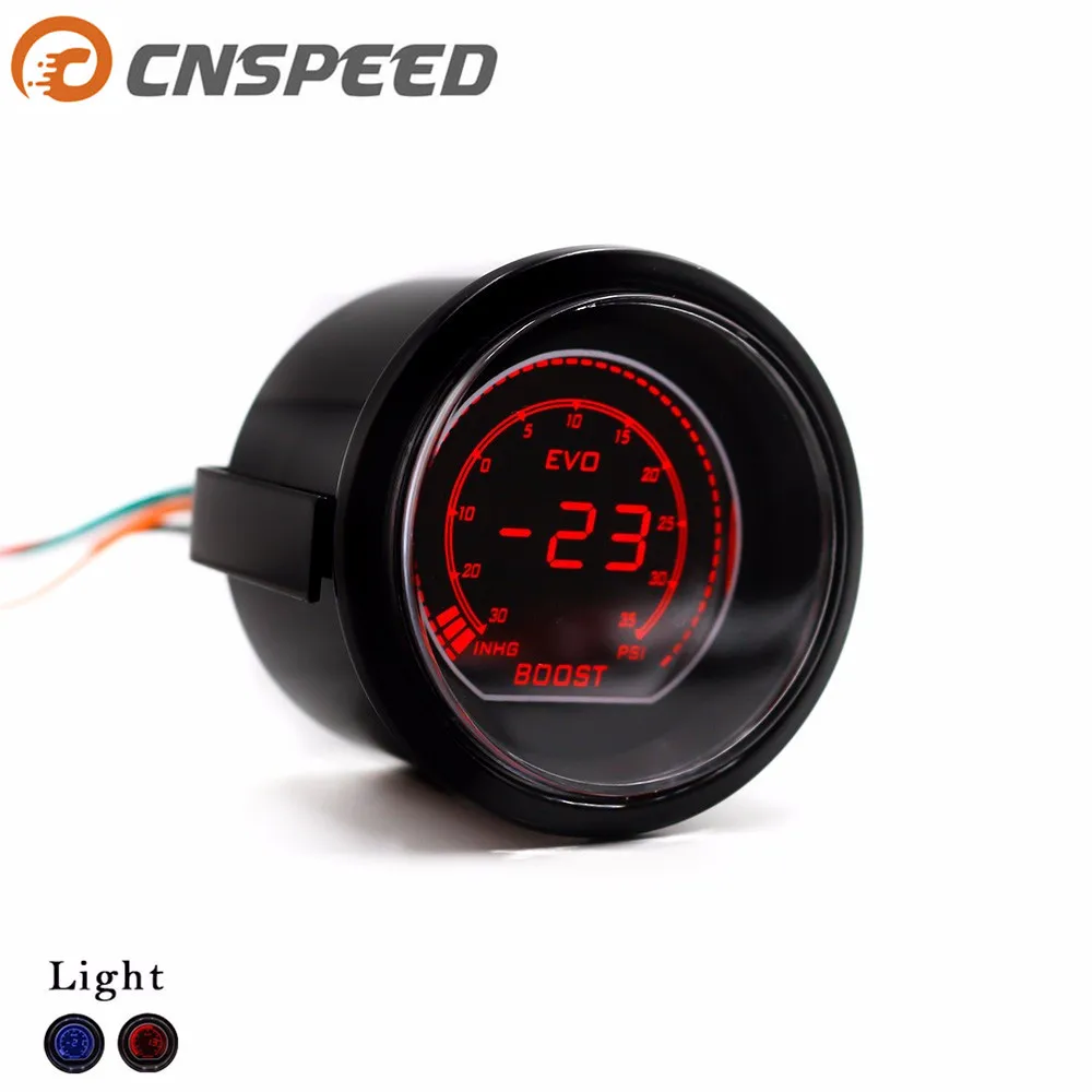 

Free Shipping CNSPEED 2''52mm EVO Digital Auto Turbo Boost Gauge -30~35 Psi Led Light Turbo Boost Meter with sensor