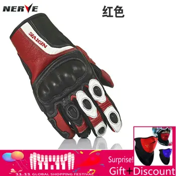 

[SFK]nerve Motorcycle Glove 5 Colors TOP Leather Motocross Moto Road Racing Gloves Motorbike Protection Free shipping