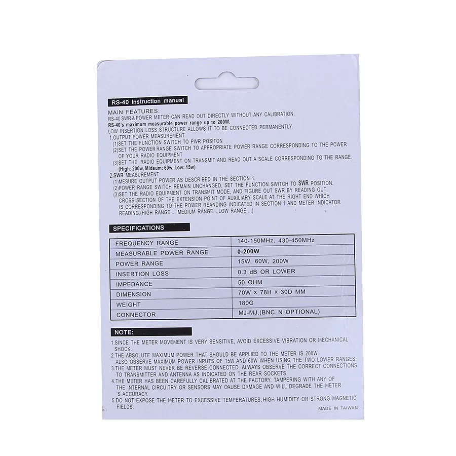 Walkie Talkie Accessories Brand New NISSEI RS-40 Measurable Range 200w,with Adapter Connector, RS40 Power SWR Meter 144/430mHz  Walkie Talkie Accessories Brand New NISSEI RS-40 Measurable Range 200w,with Adapter Connector, RS40 Power SWR Meter 144/430mHz