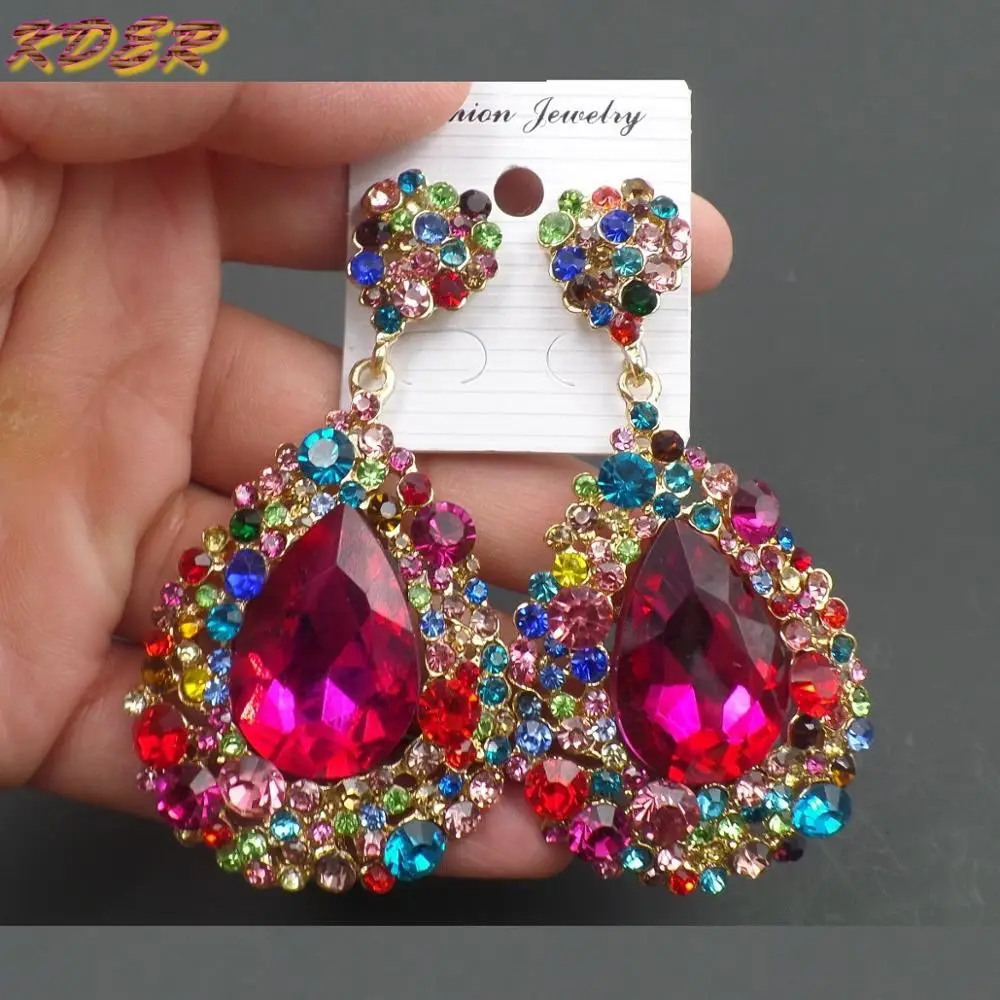 

New European and American exaggerated crystal earrings for women's
