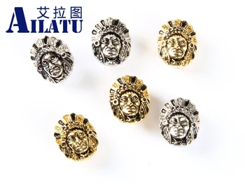 

Ailatu Exquisite Indian Head Accessories Made of Copper and Cubic Zirconia for DIY Religious Bracelet Primitive Mask