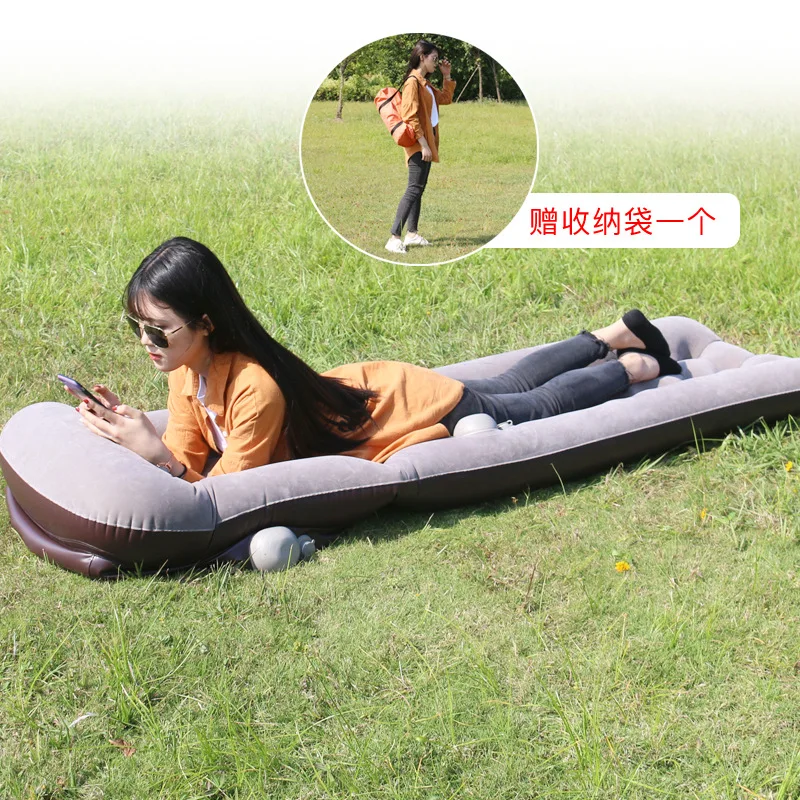 

Airbed multifunction portable flocking air inflation mattress deck chair outdoors camping dampproof mattress chaise lounge