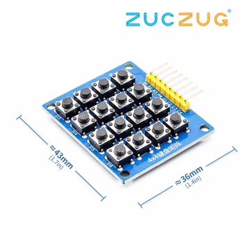 

8pin 4x4 4*4 Matrix 16 Keys Button Keypad Keyboard Breadboard Module Mcu for arduino Diy Kit