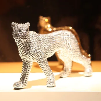 

Creative home decoration leopard animal diamond ornaments decorative ceramic crafts ornaments housewarming gift new home gift