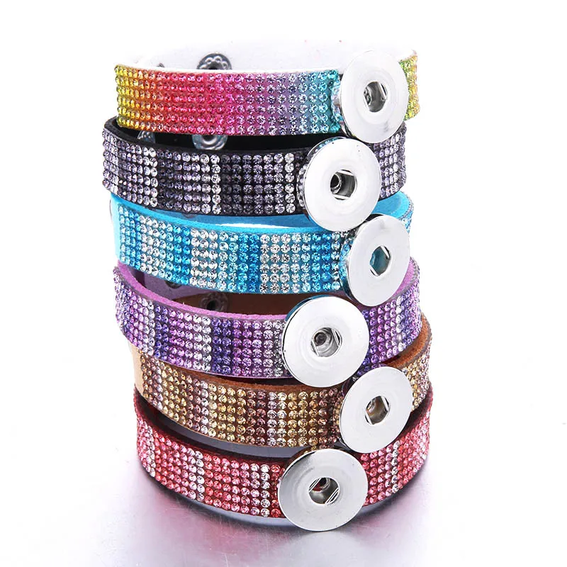 Charm crystal Rhinestone Snap Button Jewelry Leather 18mm Bracelet Punk Armband Snaps 2392 | Украшения и аксессуары