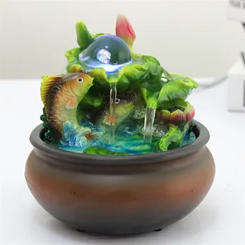 

Rotating Crystal Ball Fish Fish Rockery Fountain Water Resin Crafts Living Room Decor Gifts L3170
