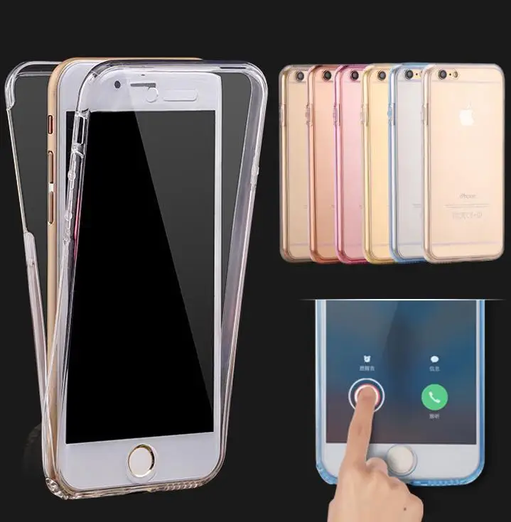 Прозрачный 360 полный защитный чехол для iPhone X 6 S 8 7 Plus из ТПУ резины силикона