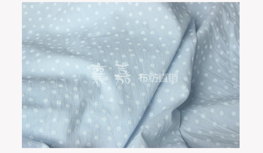 White flower 100*140cm Cotton Crepe Fabric Wear Gauze Printing Seersucker Pants Mosquito Pajamas Fabric D30