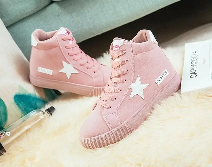 

Fashion women's shoes ladies casual shoes comfortable autumn and winter high-top tie casual shoes student shoes large size 35-43