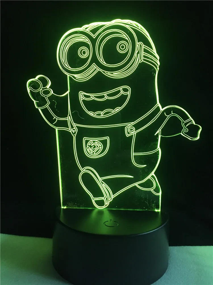 Мультфильм милый Счастливый маленький желтый человек 3D освещение вечерние декоративные настроения детская спальня светодиодный USB настольный ночник Подарки