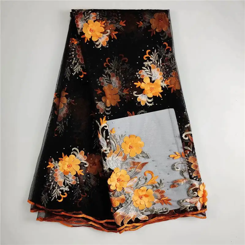 

WH!African Lace Fabric 2019 French Cord Lace Fabric Embroidered Nigerian Tulle Lace Fabric With Stones For Wedding ! L60329
