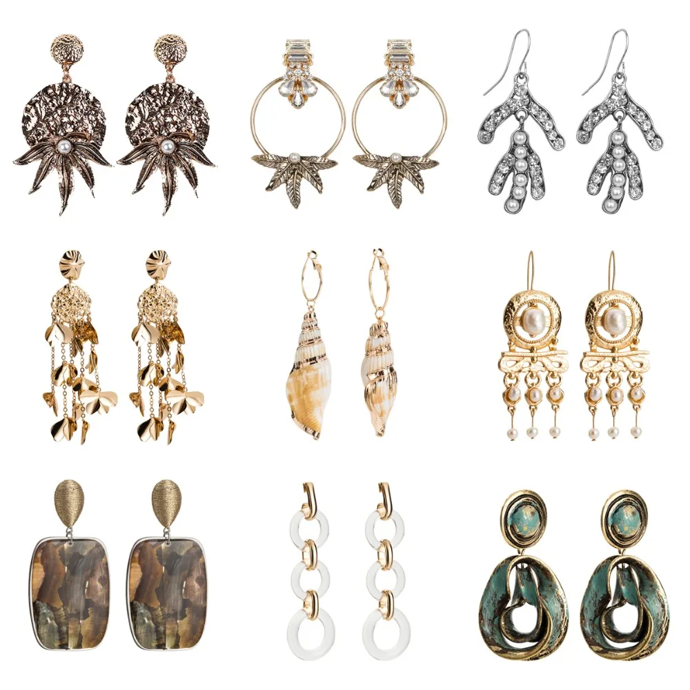 

Minmin Statement Gold Color Crystal Large Long Dangle Earrings for Women Unique Irregular Metal Earrings Fashion Jewelry MEH1186