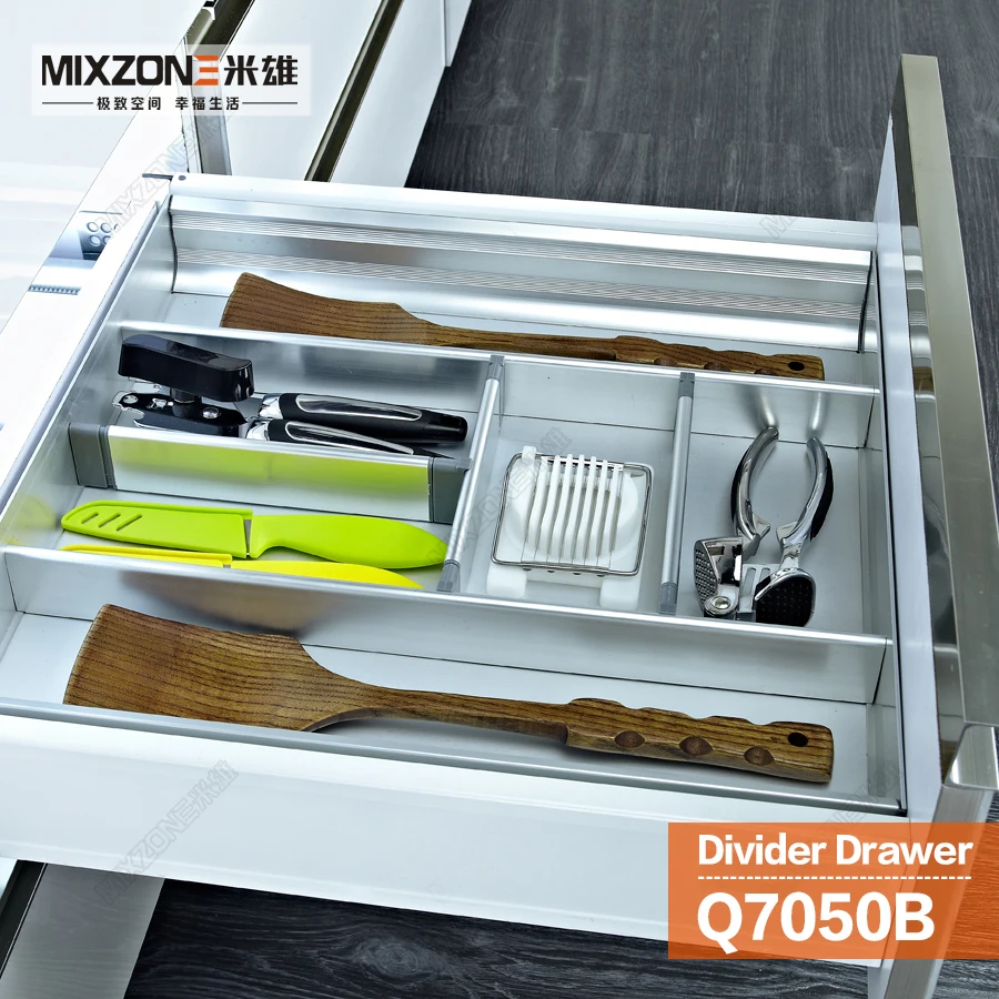 Kitchen Cabinet Aluminum Alloy Utensil Divider Basket Drawer