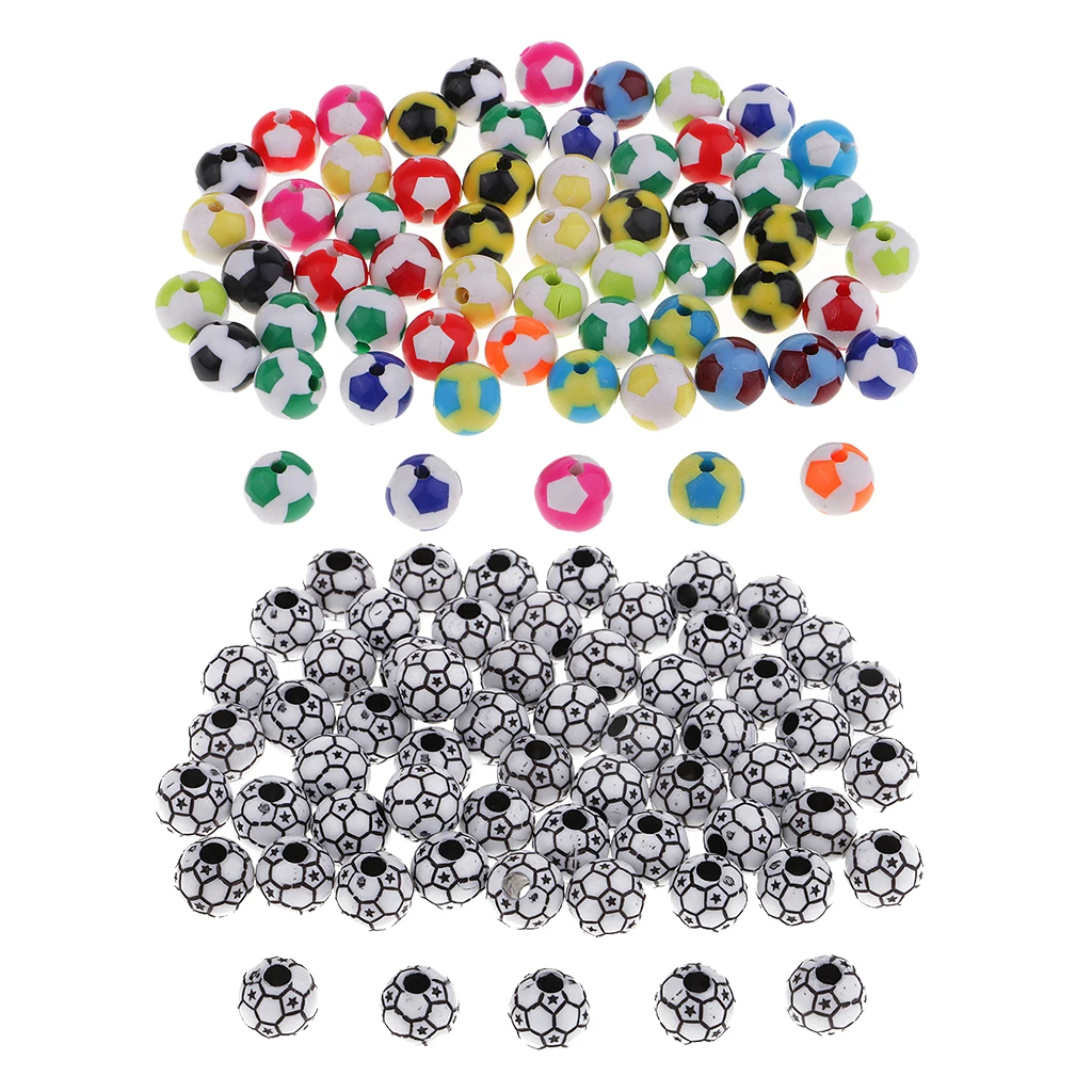60pcs 12mm Soccer Ball Beads Fit European Charm Bracelet Jewelry DIY Findings Crafts Wholesale
