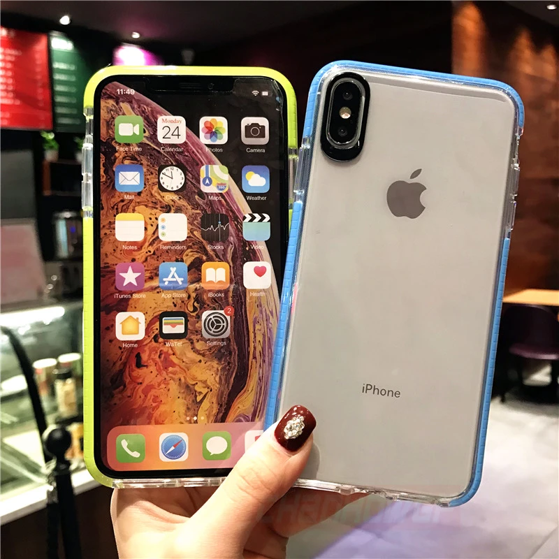 Двухцветный мягкий силиконовый чехол из тпу для iPhone XS Max XR X 6 6s 7 8 Plus прозрачные