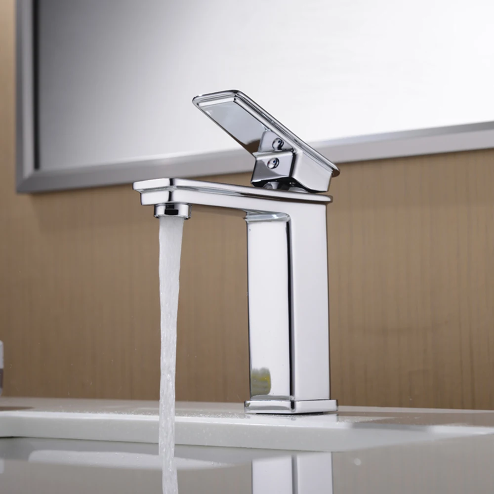 

Hot and cold basin faucet electroplating single hole full environmental water mixing valve tap