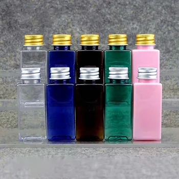 

100 X 1oz Square Lotion Refillable Bottle with Metal Screw Cap Assorted Color