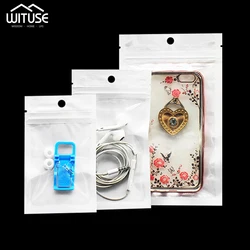 New Arrival 50-100Pcs White/Clear Self Seal Zipper Plastic Zip Lock Bags Packaging Pack Fresh Bag Food Storage Package Poly Bag