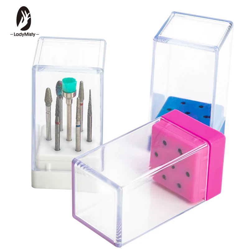 

Ladymitsy Acrylic 7 Slots Nail Drill Bit Storage Box Empty Stand Display Container Nail Case Cutter for Milling Machine Manicure