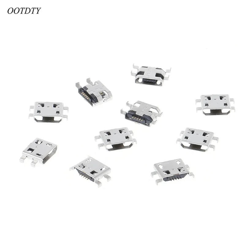 

OOTDTY 10 Pcs Type B Micro USB 5 Pin Female Charger Mount Jack Connector Port Socket