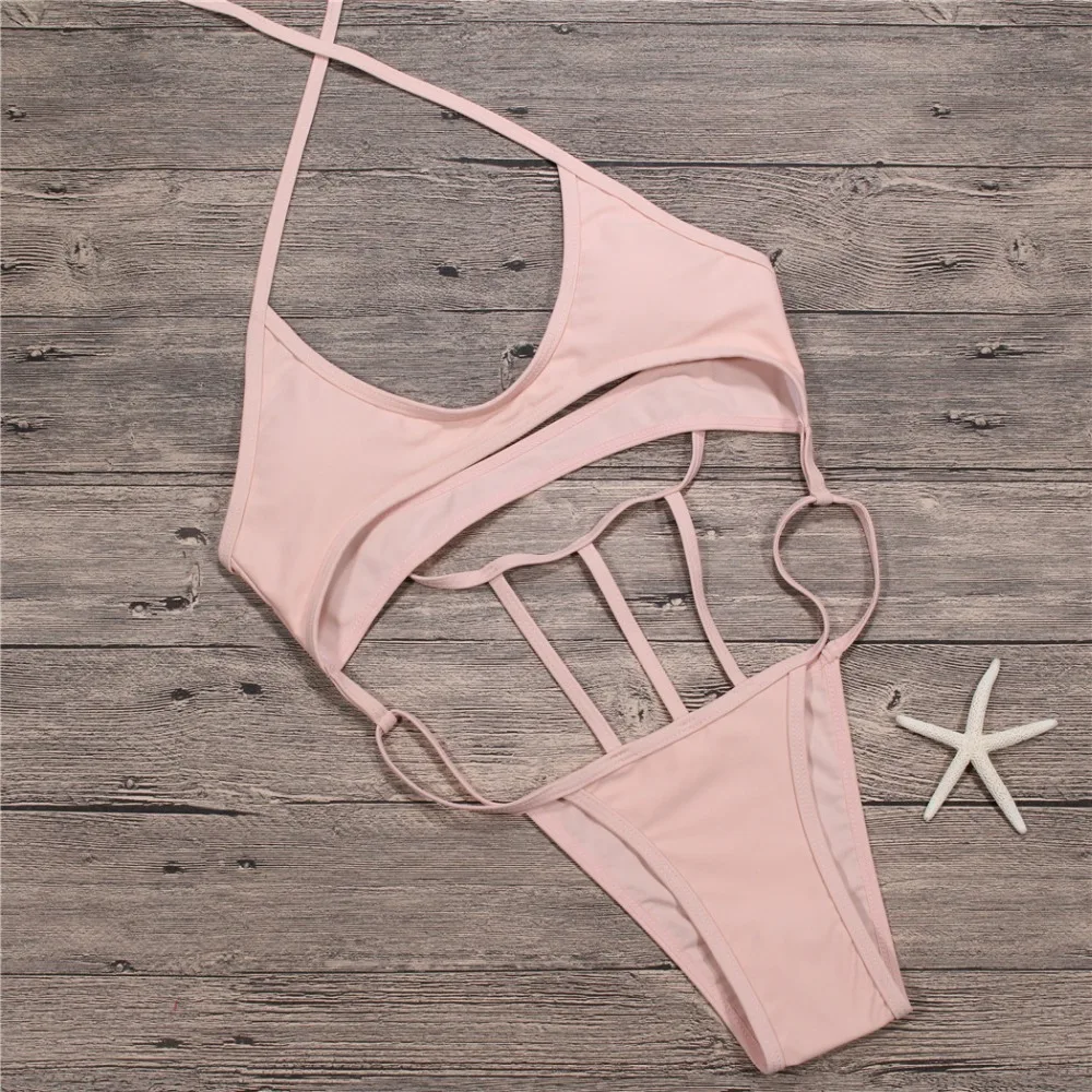 Brazilian Bikini Cut Out Women's Swimsuit Push Up One Piece Swimwear