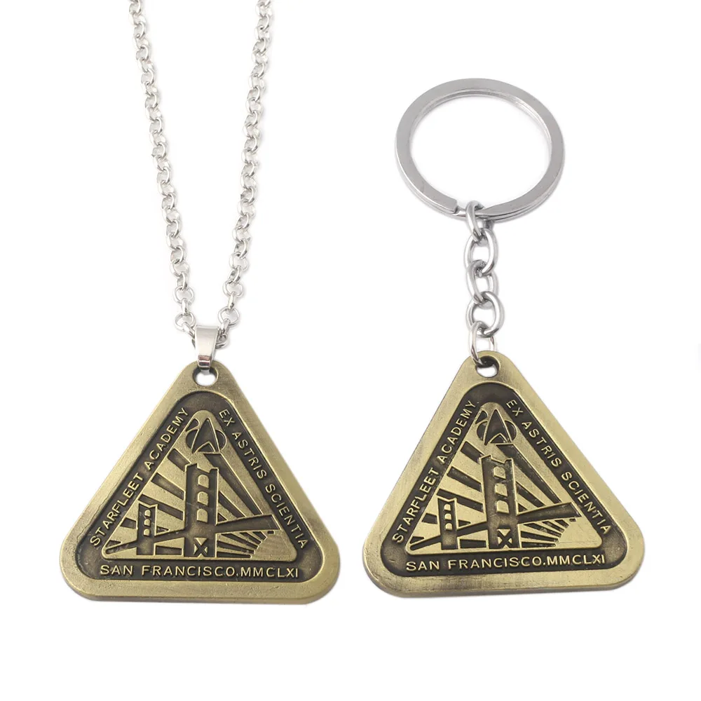 Movie Jewelry Star Trek Keychains Starfleet Academy Logo Pendant Bronze