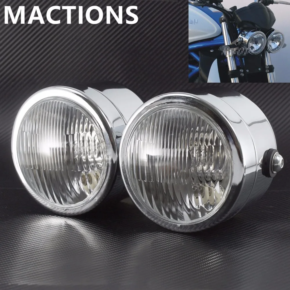 

Motorcycle Chrome Twin Headlight Motorcycle Double Dual Lamp Motocross Dominator For Harley For Honda For Yamaha