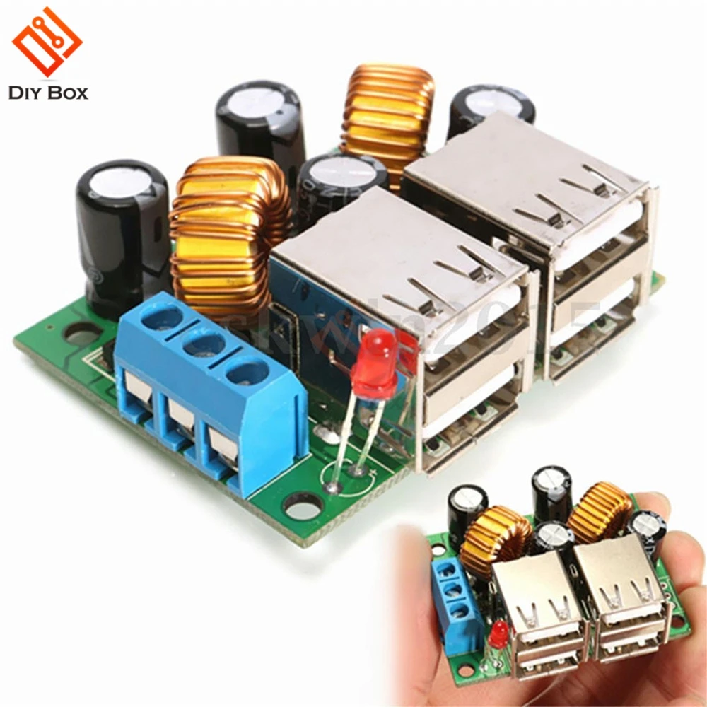 4-USB Port Step Down Power Supply Converter Board Module A5268 DC 12V 24V 40V to 5V 5A For MP3/MP4 Phone Car Equipment | Электроника