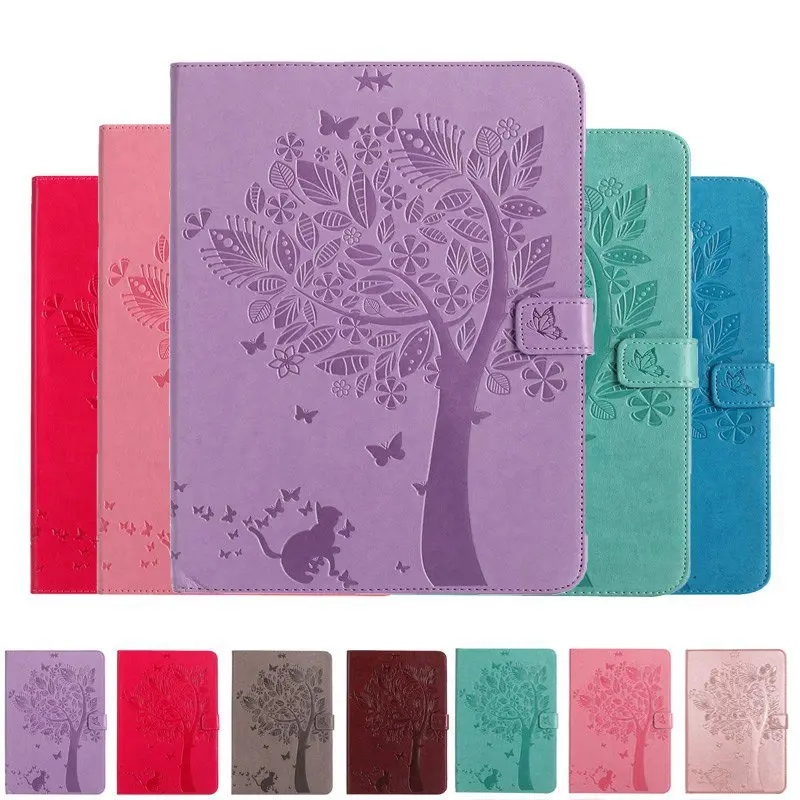 

Smart PU Leather Case For iPad Air 3 2019 10.5 inch funda Cat Tree Embossed cover for iPad pro 10.5 2017 tablet Case+film+pen