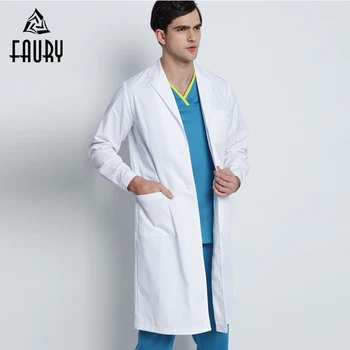 

Long Sleeve Doctor Clothes Men Women Hospital White Coat Professional Slim Pharmacy Beauty Salon Overalls Lab Work Uniforms