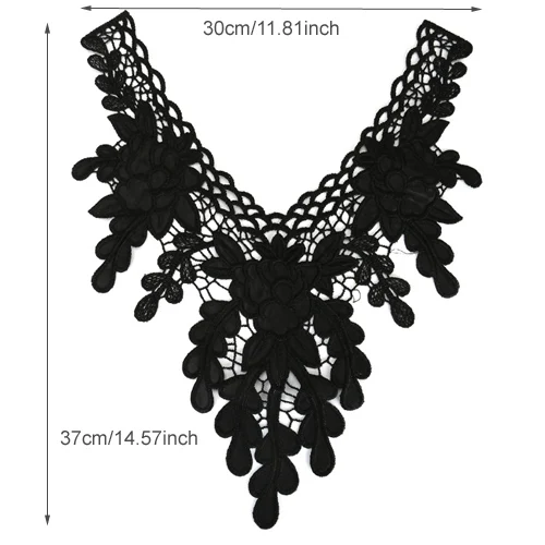 1 шт. черный полиэстер 3D цветок кружевная ткань аппликация мотив с блестками блузка швейная отделка «сделай сам» на декольте Воротник украшение костюма