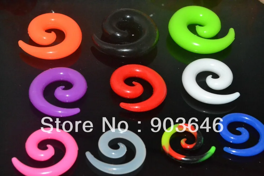 Lot 140pcs Body Piercing Body Jewelry Neon Color Sprial Silicone Ear